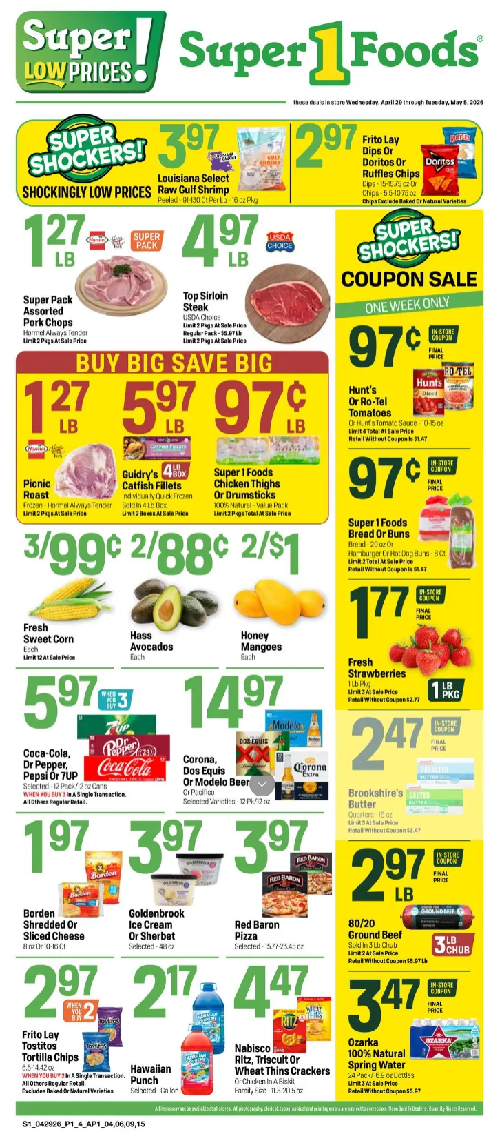 Weekly ad Super 1 Foods Sales from April 29 to May 5 2026 - Page 1