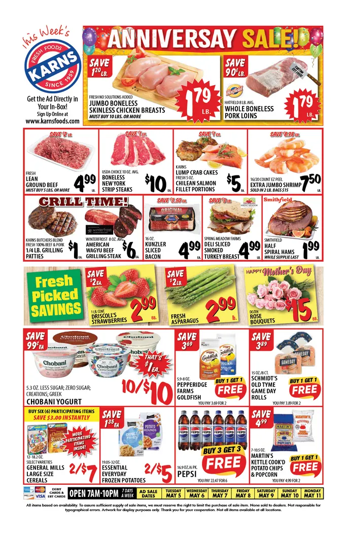 Weekly promotion  Karns Quality Foods Sales spanning from May 5 to May 11 2026 - Page 1 for Catalogue 365
