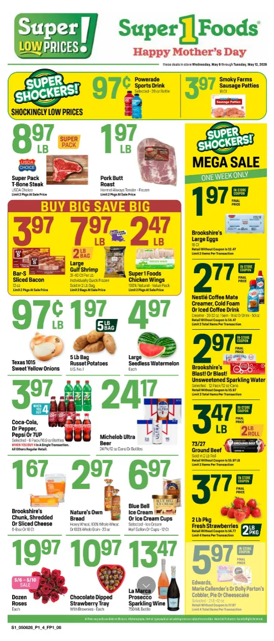 Weekly ad Super 1 Foods Sales from May 6 to May 12 2026 - Page 1