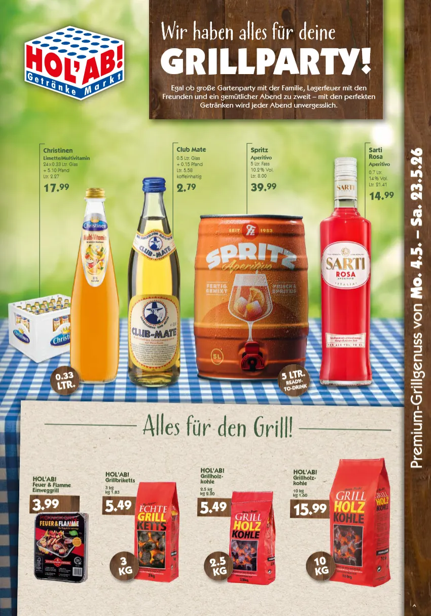 Hol'ab! Getränkemarkt Angebote von 4. Mai bis 23. Mai 2026 - Prospekt seite 1