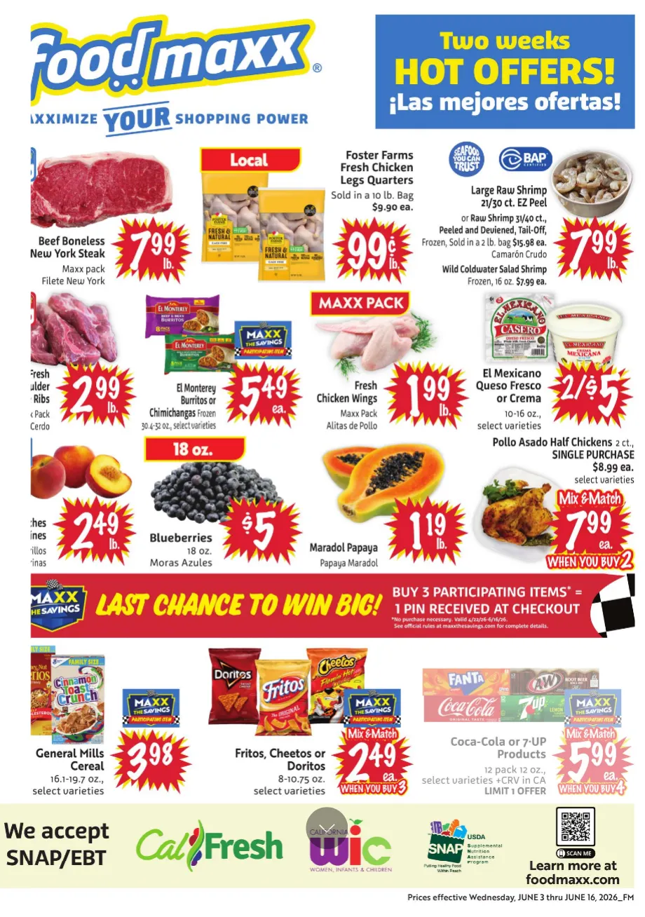 Weekly promotion FoodMaxx Sales spanning from June 3 to June 16 2026 - Page 1 for Catalogue 365