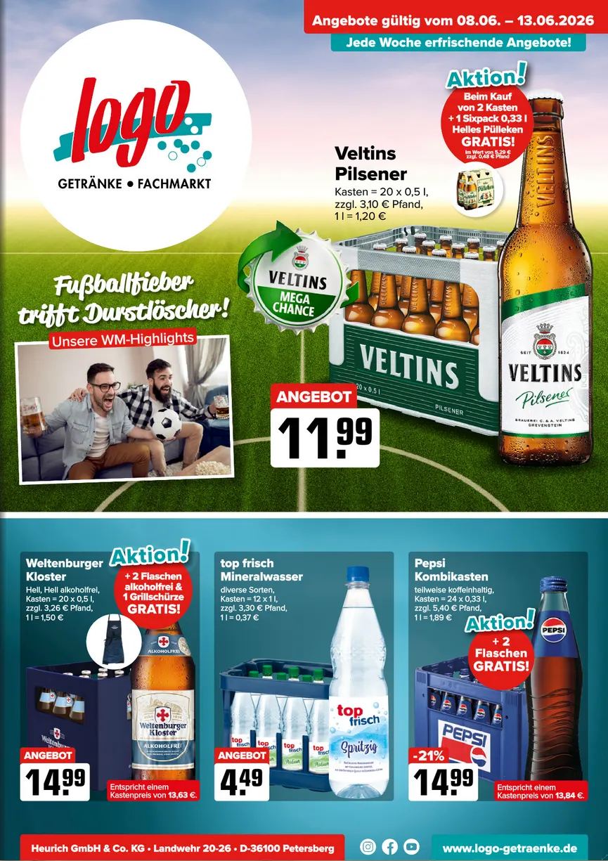 Logo Getränkemarkt Angebote von 8. Juni bis 13. Juni 2026 - Prospekt seite 1