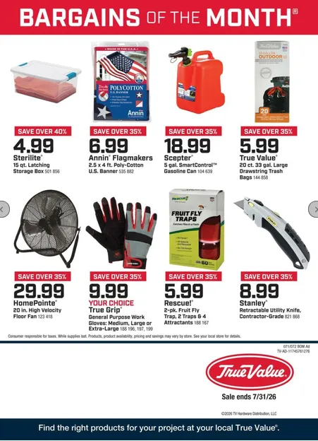 Weekly ad True Value Sales from July 1 to July 31 2026 - Page