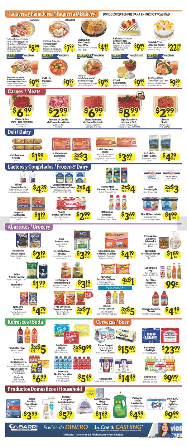 Weekly promotion La Michoacana Meat Market Sales spanning from July 22 to July 28 2026 - Page 2 for Catalogue 365