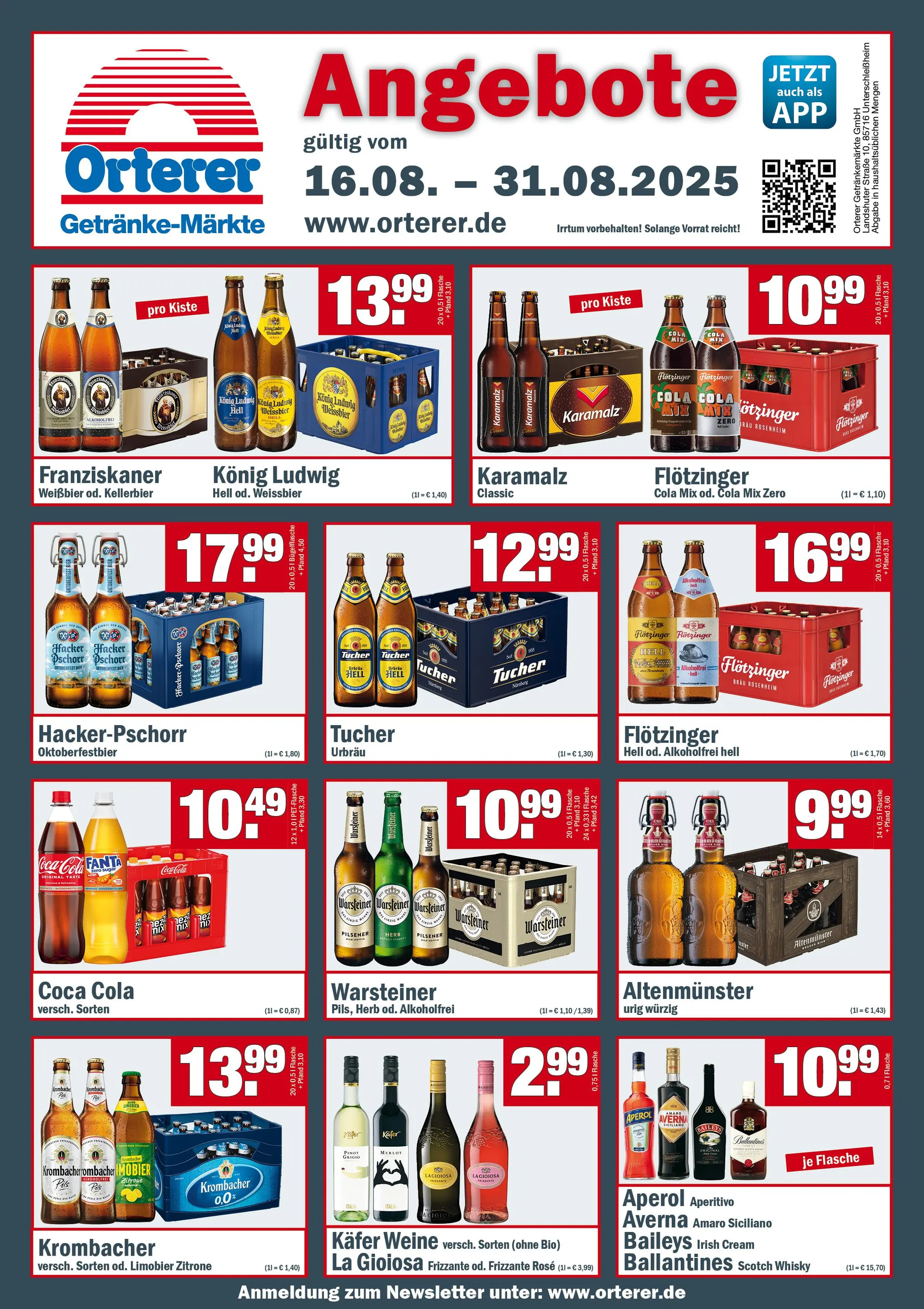  Orterer  Getränkemarkt Prospekte von 16. August bis 31. August 2025 - Prospekt seite 