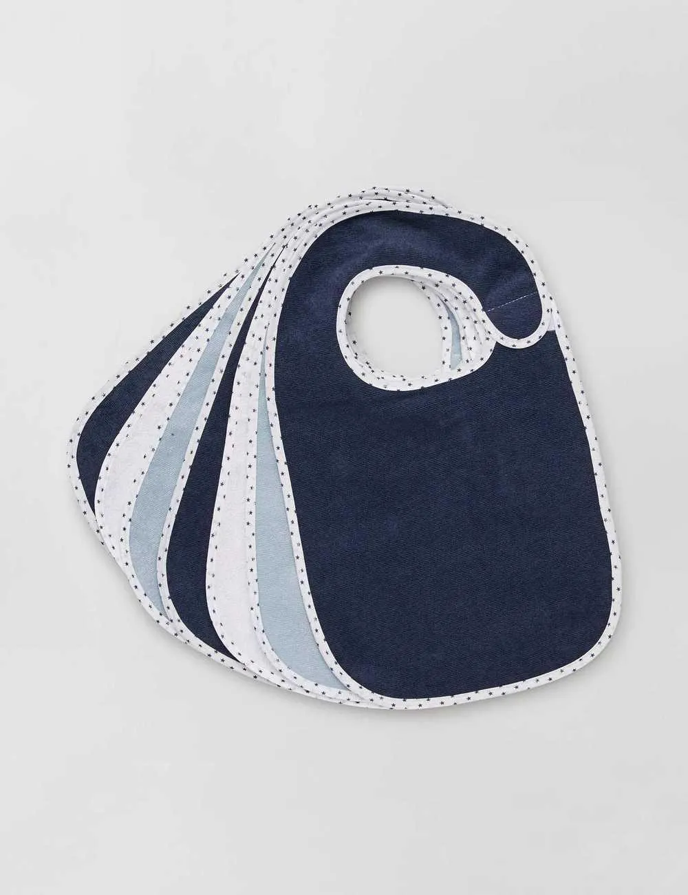 Pack of 7 lined towelling bibs