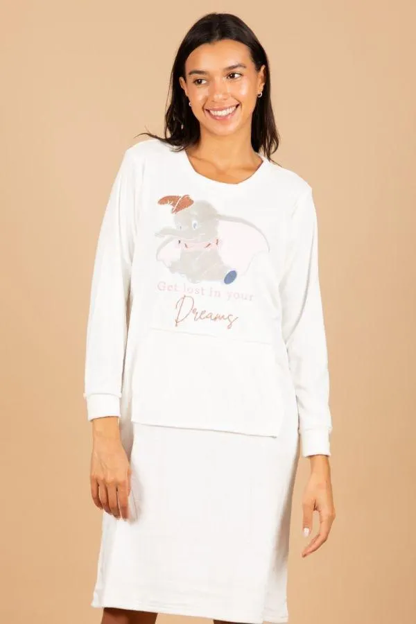 Ladies Cream Dumbo Hooded Nightdress