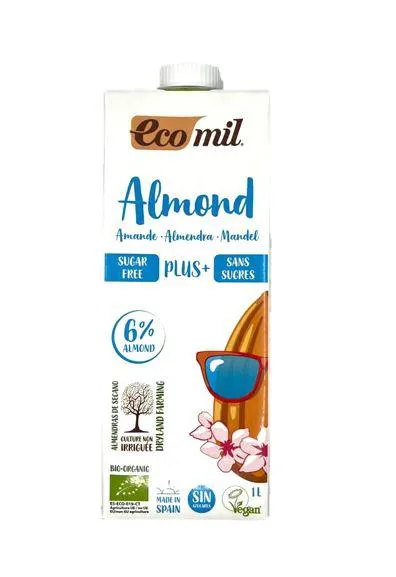 Ecomil Organic Almond Milk Calcium 1L, Sugar Free, Gluten Free, Vegan