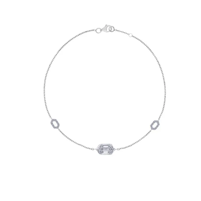 Palace Baguette Single Motif Diamond Bracelet 18K White Gold