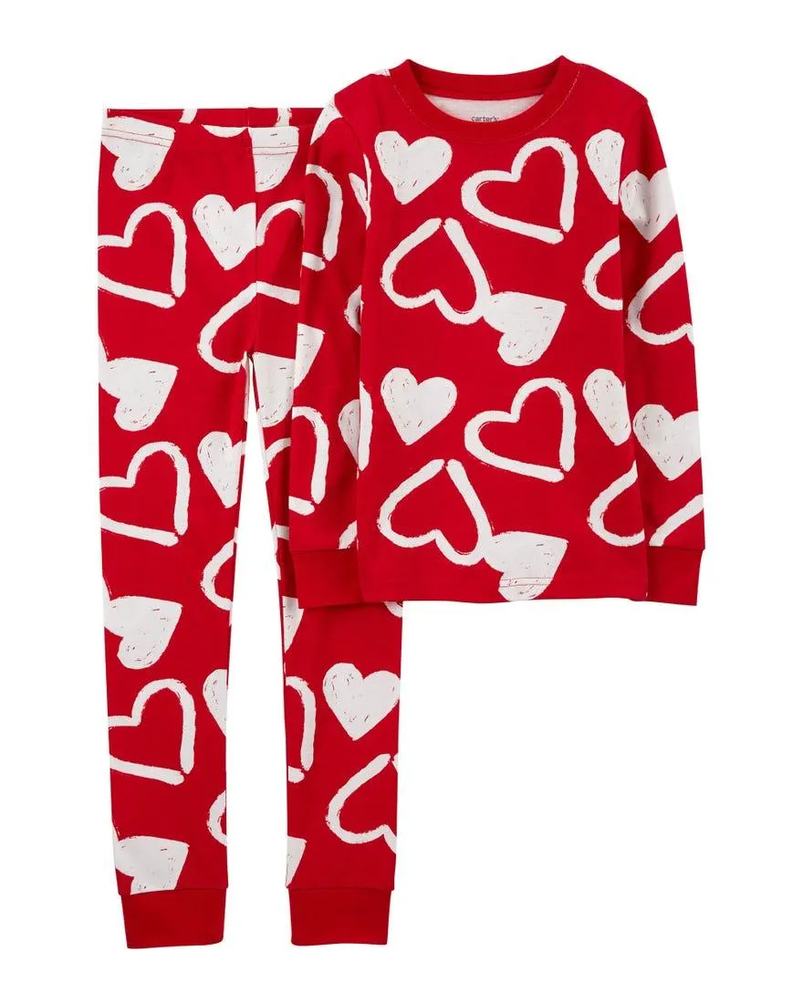 2-Piece Valentine's Day Hearts 100% Snug Fit Cotton Pajamas