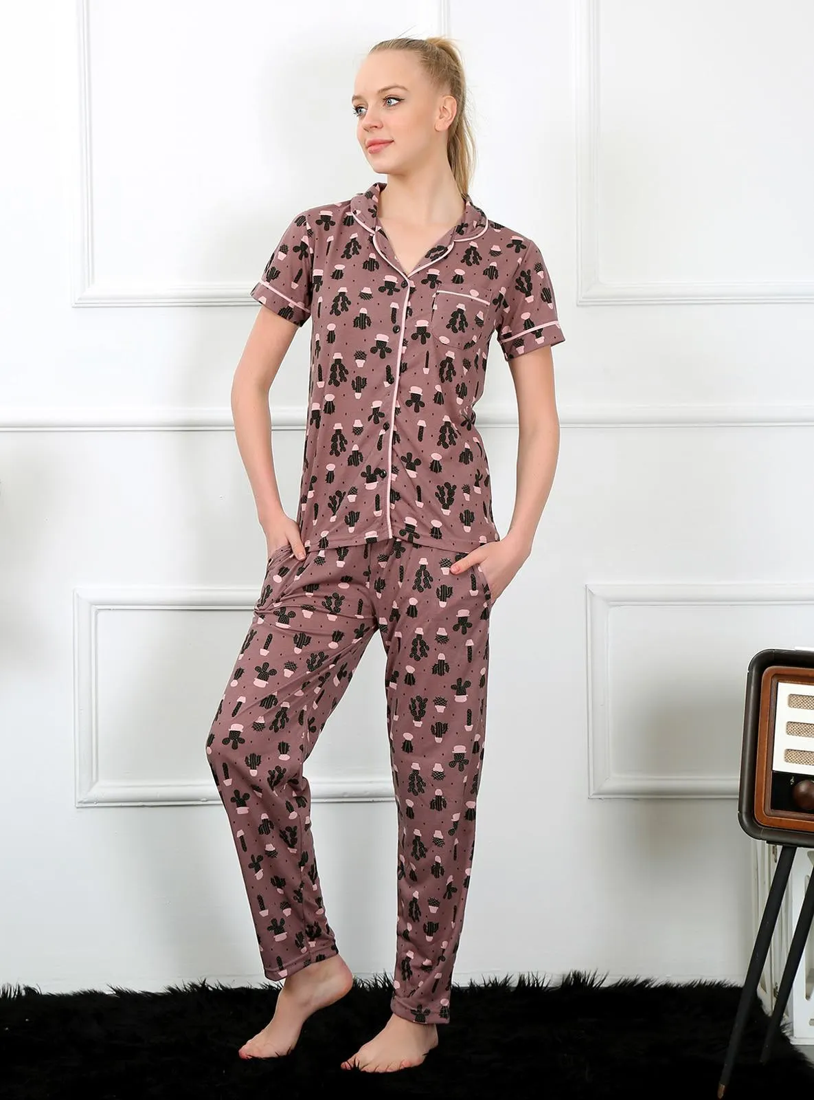 Brown - Multi - Pyjama Set