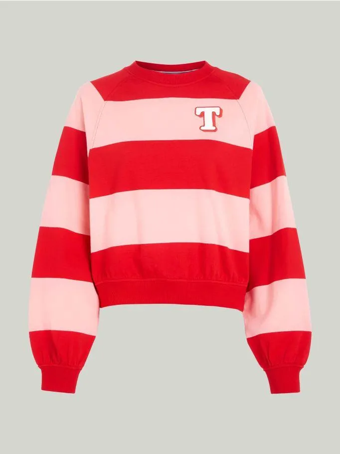 Relaxed Letterman Stripe Sweatshirt