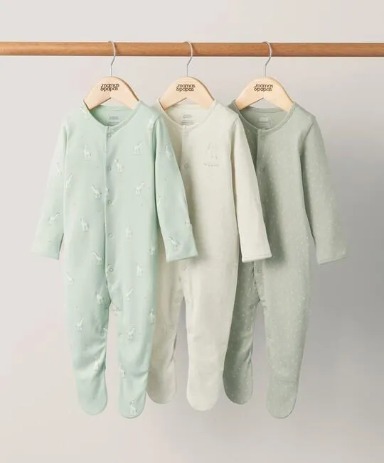 Giraffe Sleepsuits (Set of 3) - Spotty