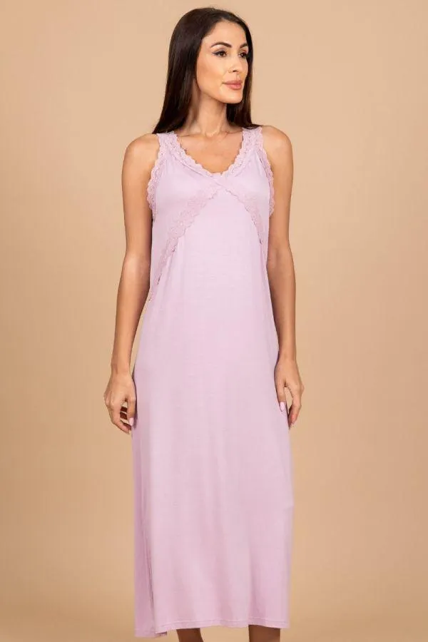 Ladies Dusky Pink Lace Chemise