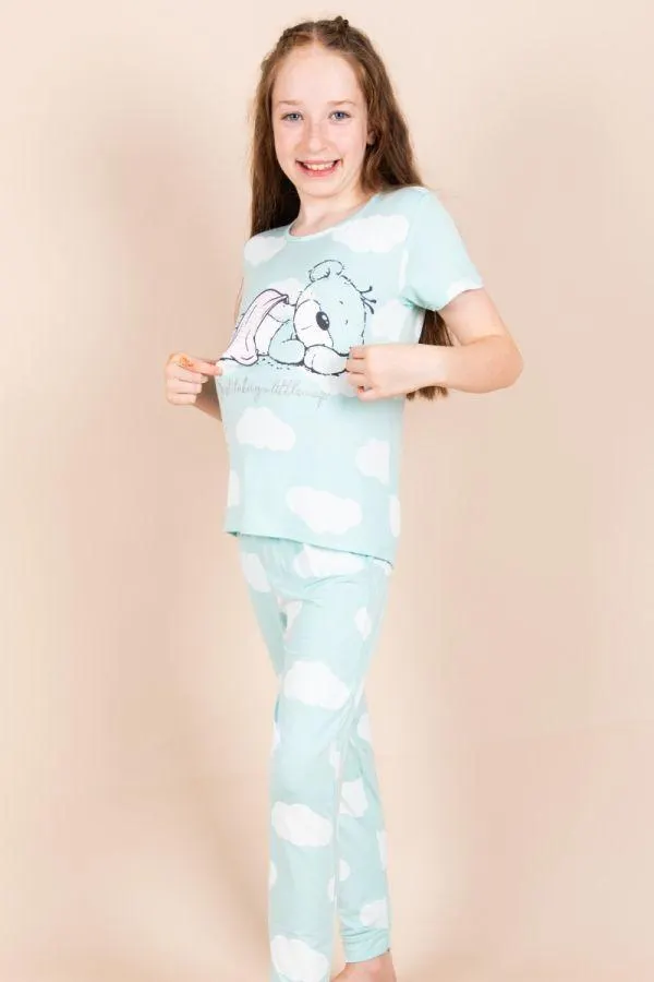 Girls Mint Sleepy Teddy Cloud PJ