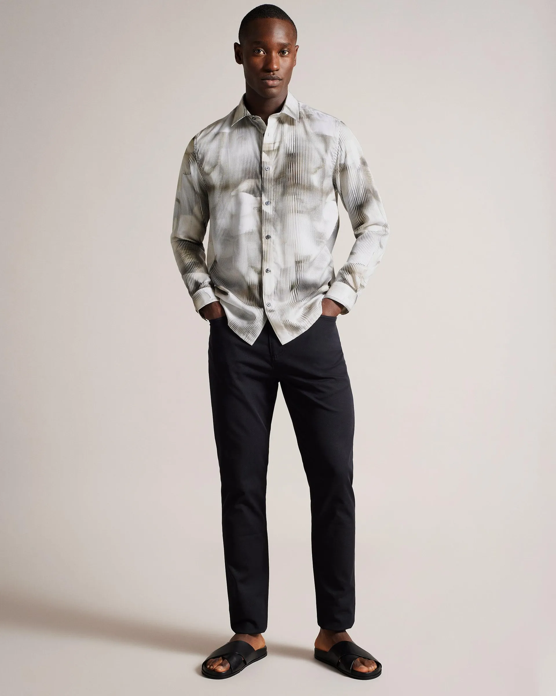 Long Sleeve Glitched Floral Shirt