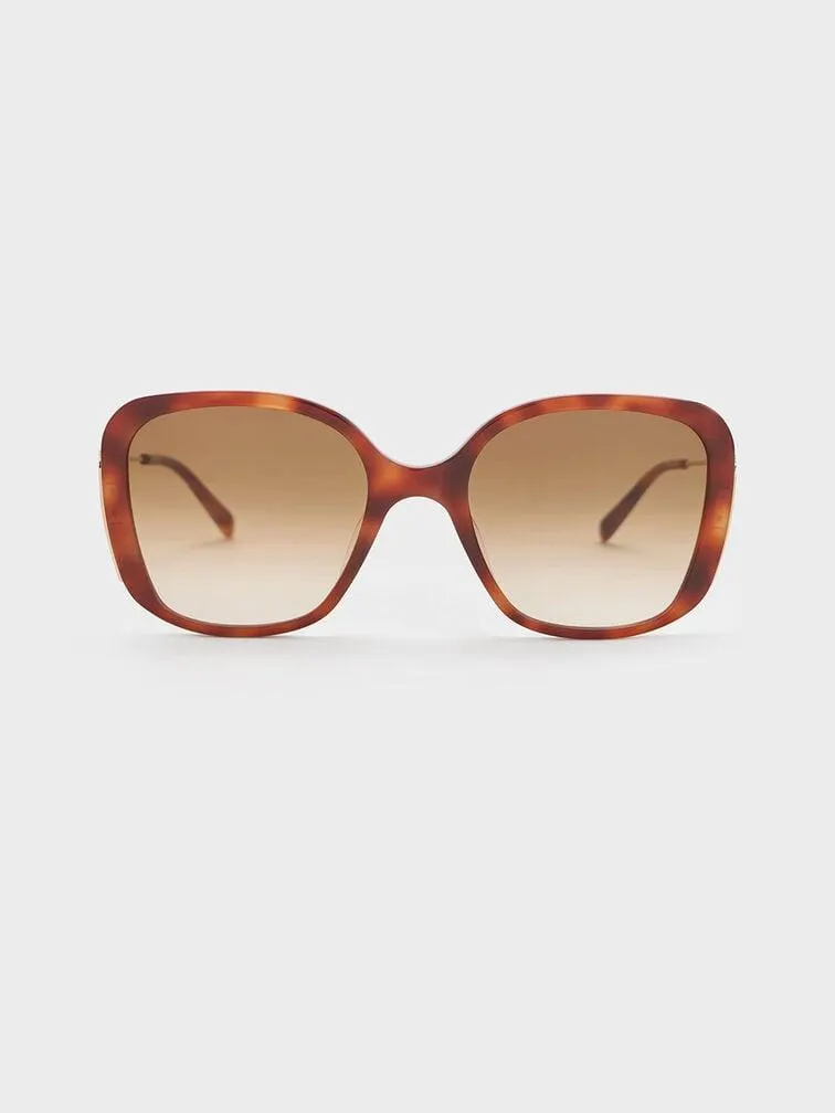 Recycled Acetate Tortoiseshell-Frame Butterfly Sunglasses