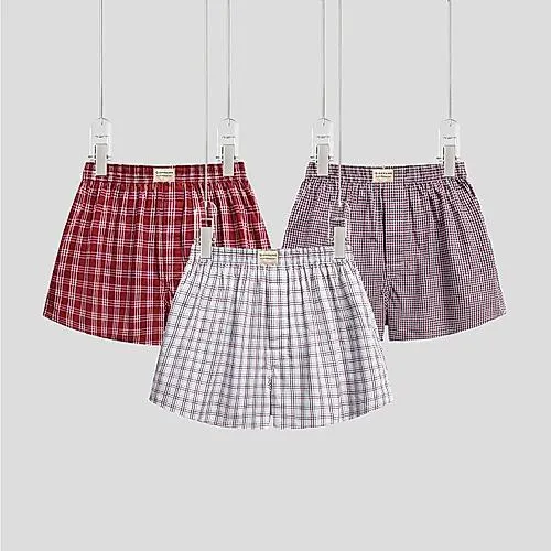 Men's Cotton Contrast Color Boxers (3pcs/pack)
