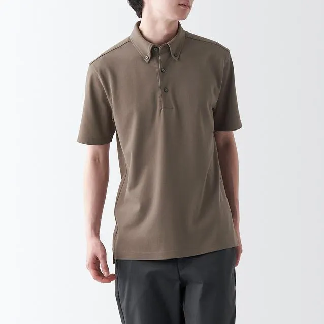 Cool Touch Pique Short Sleeve Button Down Polo Shirt