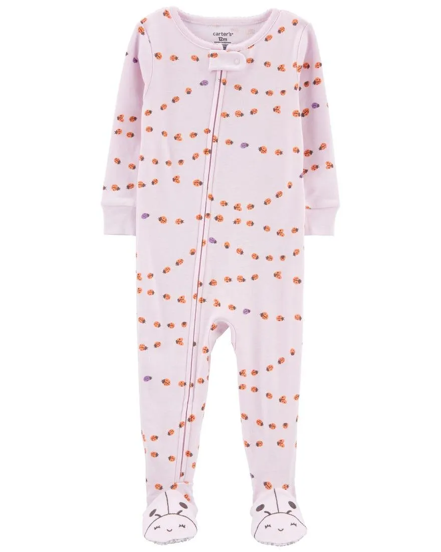 1-Piece Ladybug 100% Snug Fit Cotton Footie PJs
