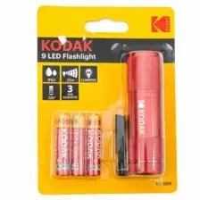 Kodak 9 Led Flashlight with 3 Batteries- Red