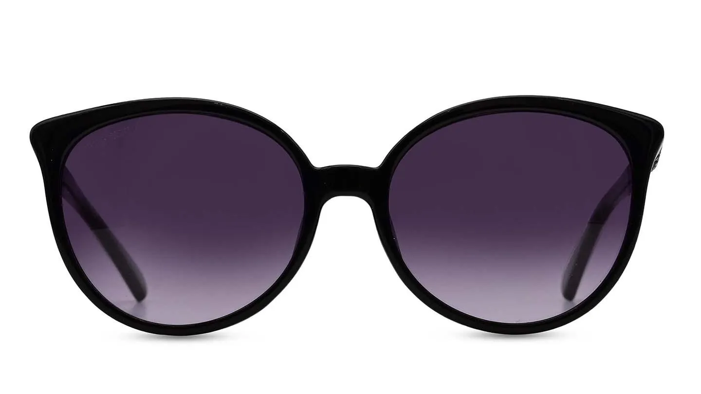 Women Round Shiny Dark Brown Sunglass