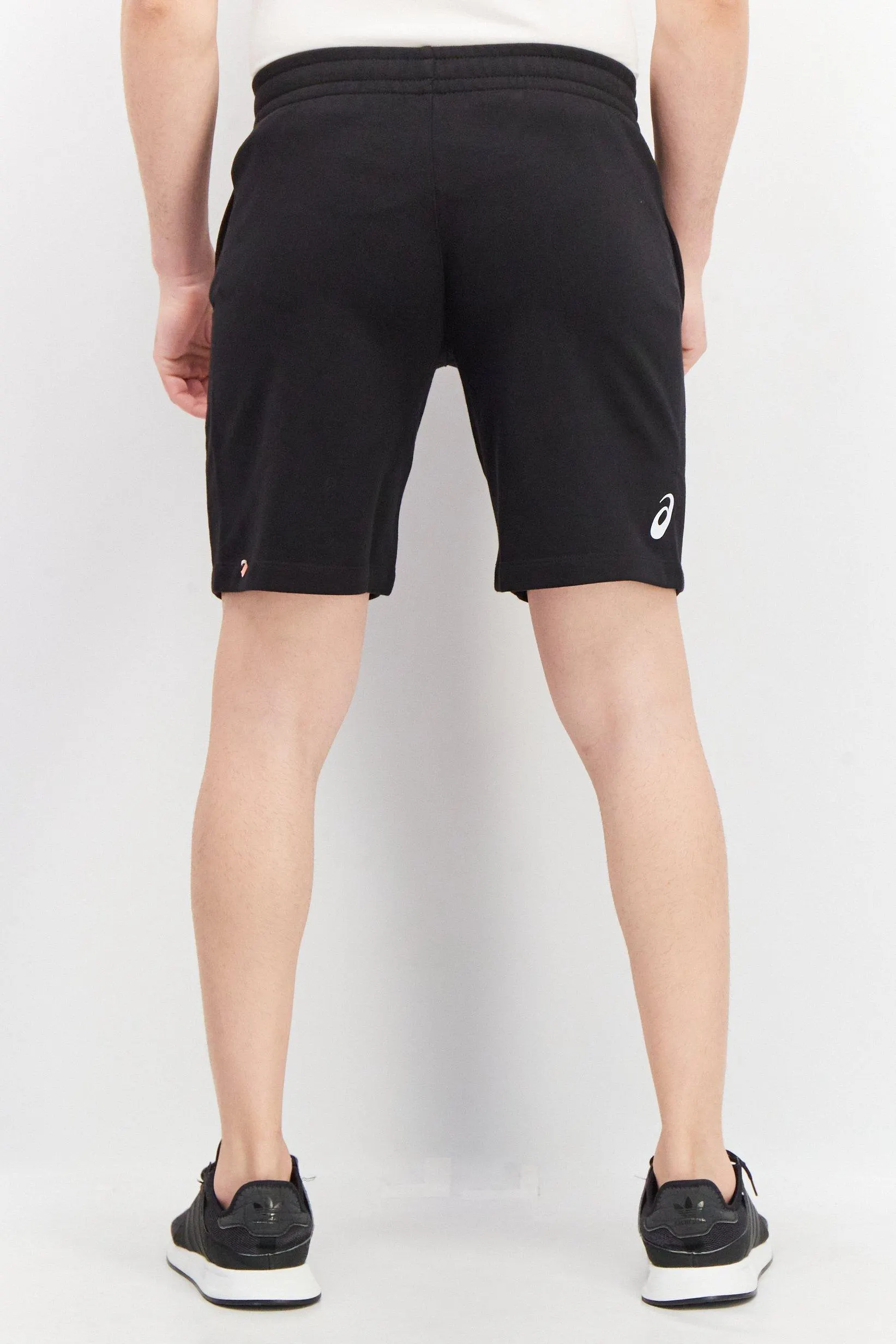 Men Regular Fit Brand Logo Training Sweat Short, Black
