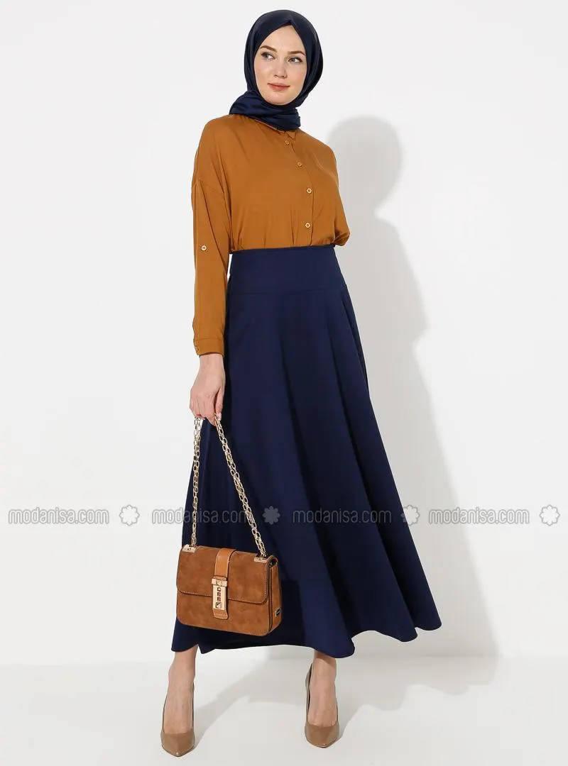 Flared Skirt Navy Blue