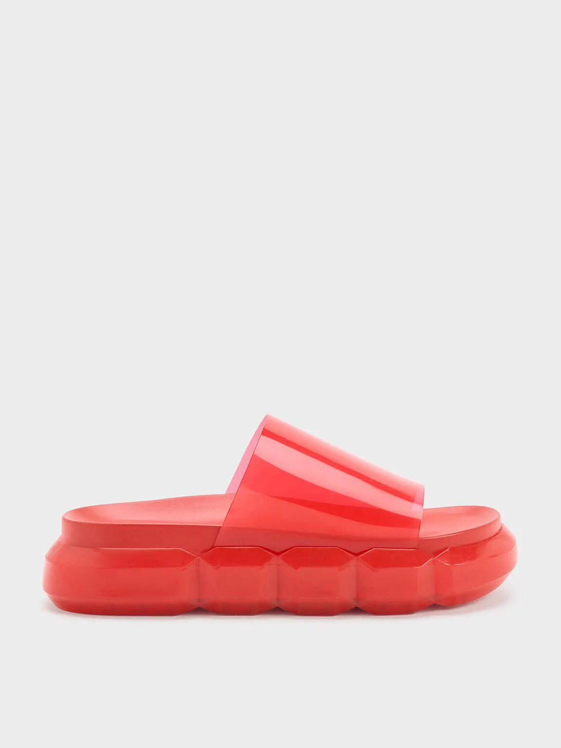 Fia See-Through Slide Sandals - Red