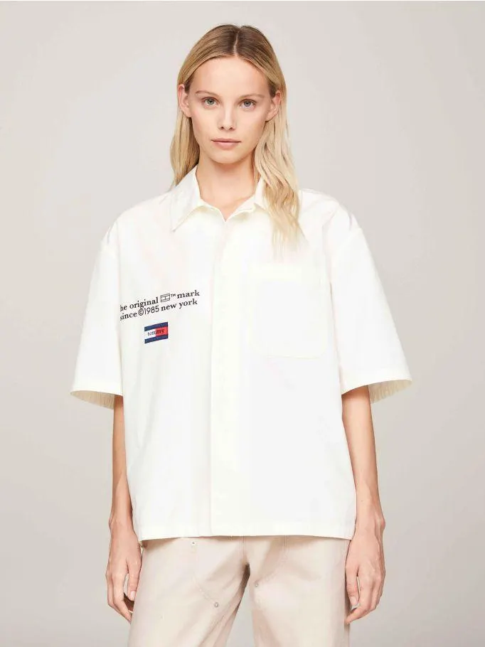 Dual Gender Boxy Cropped Short Sleeve Shirt