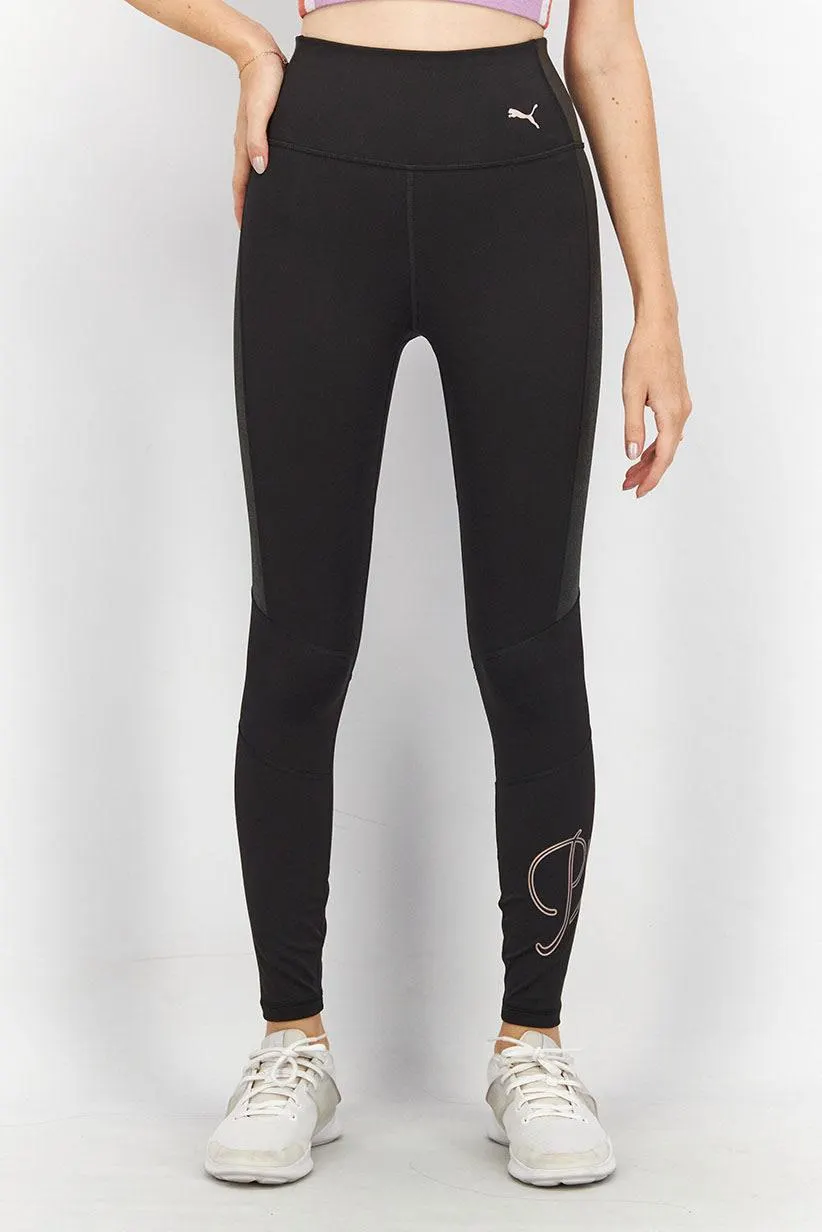 Women Sportswear Fit Training Leggings, Black and Pink Combo