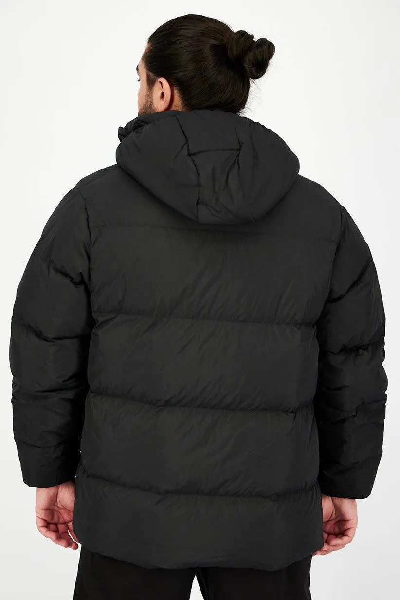 Men Textured Puffer Jacket, Black