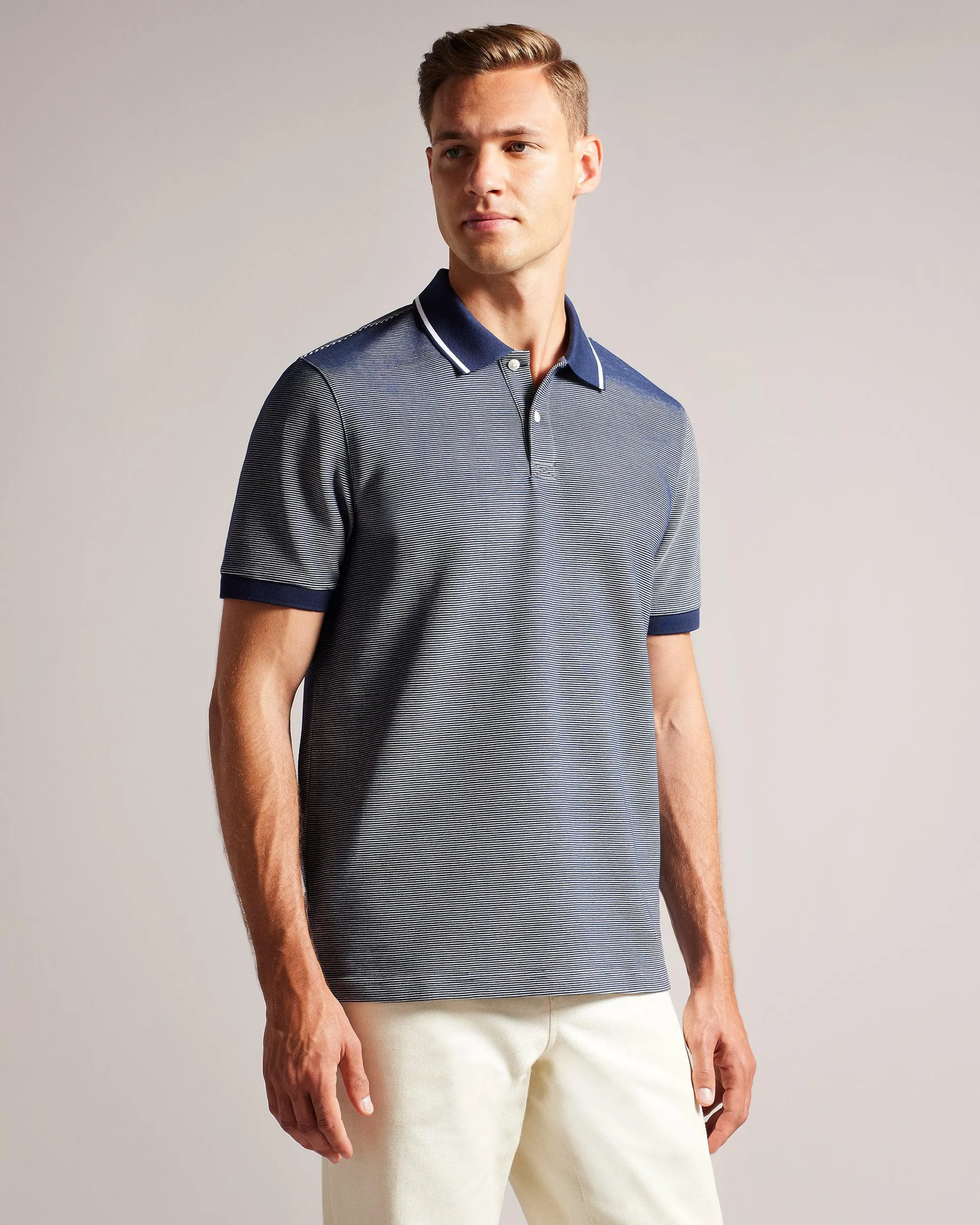 Short Sleeve Striped Polo Shirt