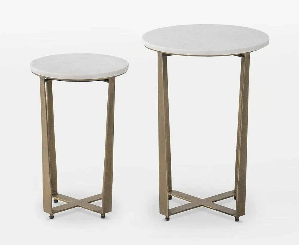 Harlee Set Of 2 Side Tablegold-White