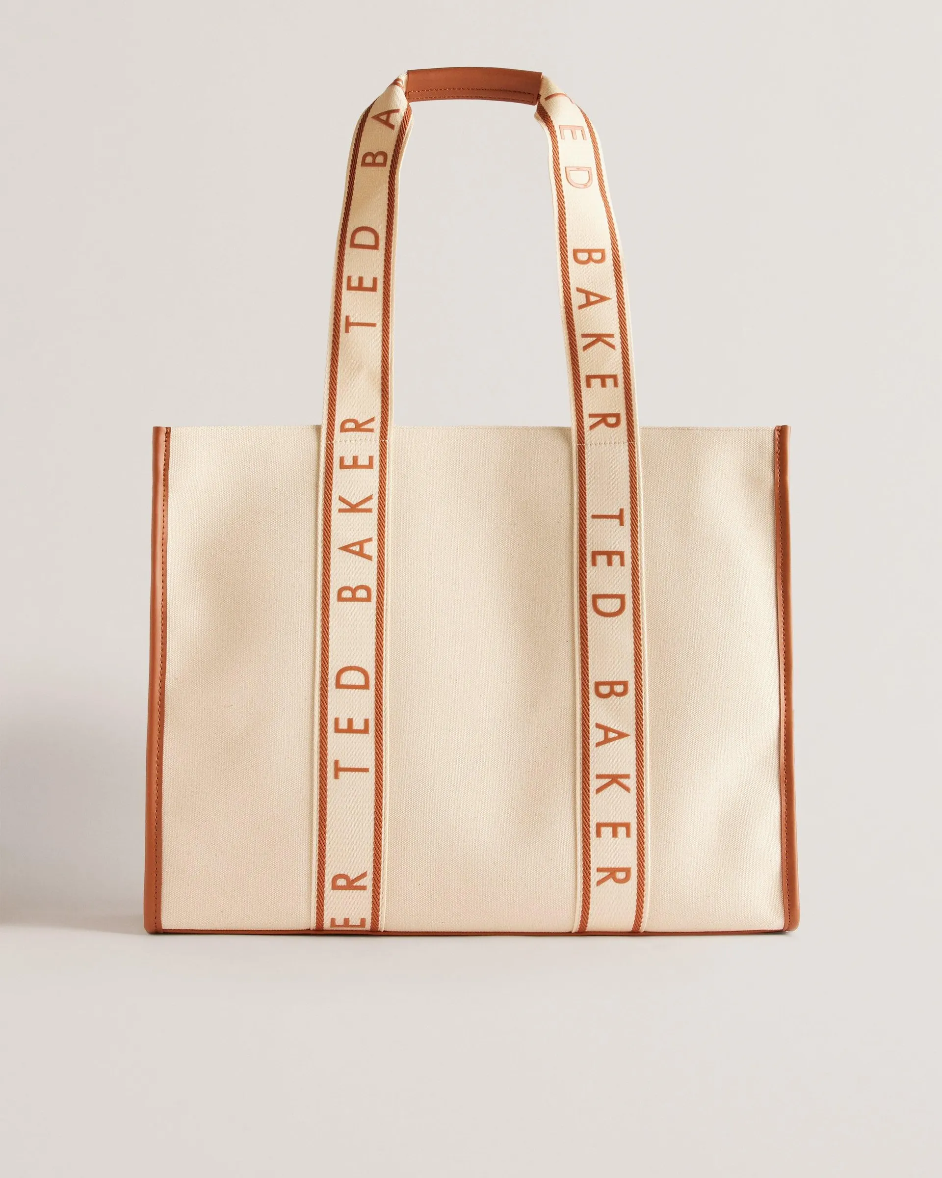 Georjey Branded Webbing Canvas Tote Natural