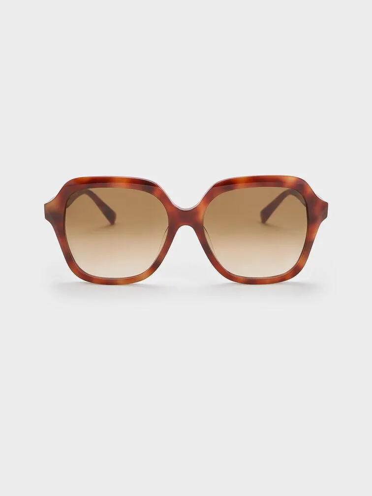 Tortoiseshell Recycled Acetate Wide-Square Sunglasses