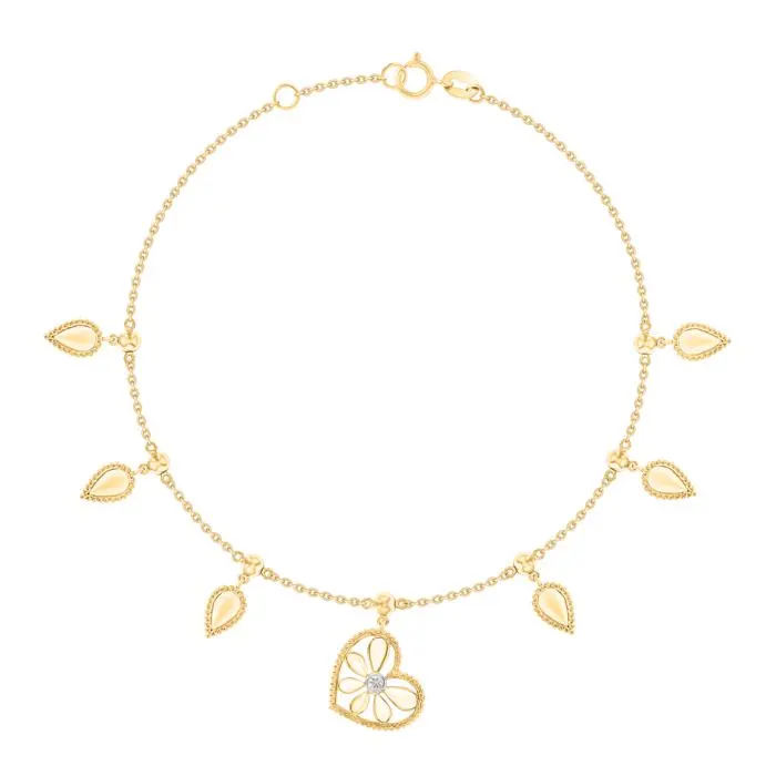 Farfasha Frou Frou Diamond Leaves and Heart Bracelet
