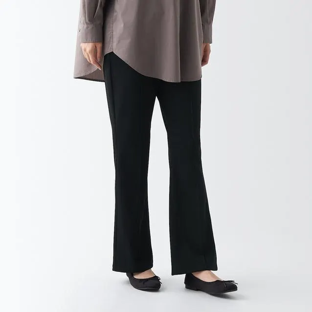 Stretch Pin Tuck Flare Leggings Pants