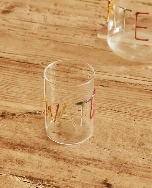 BOROSILICATE GLASS TUMBLER WITH LETTERS