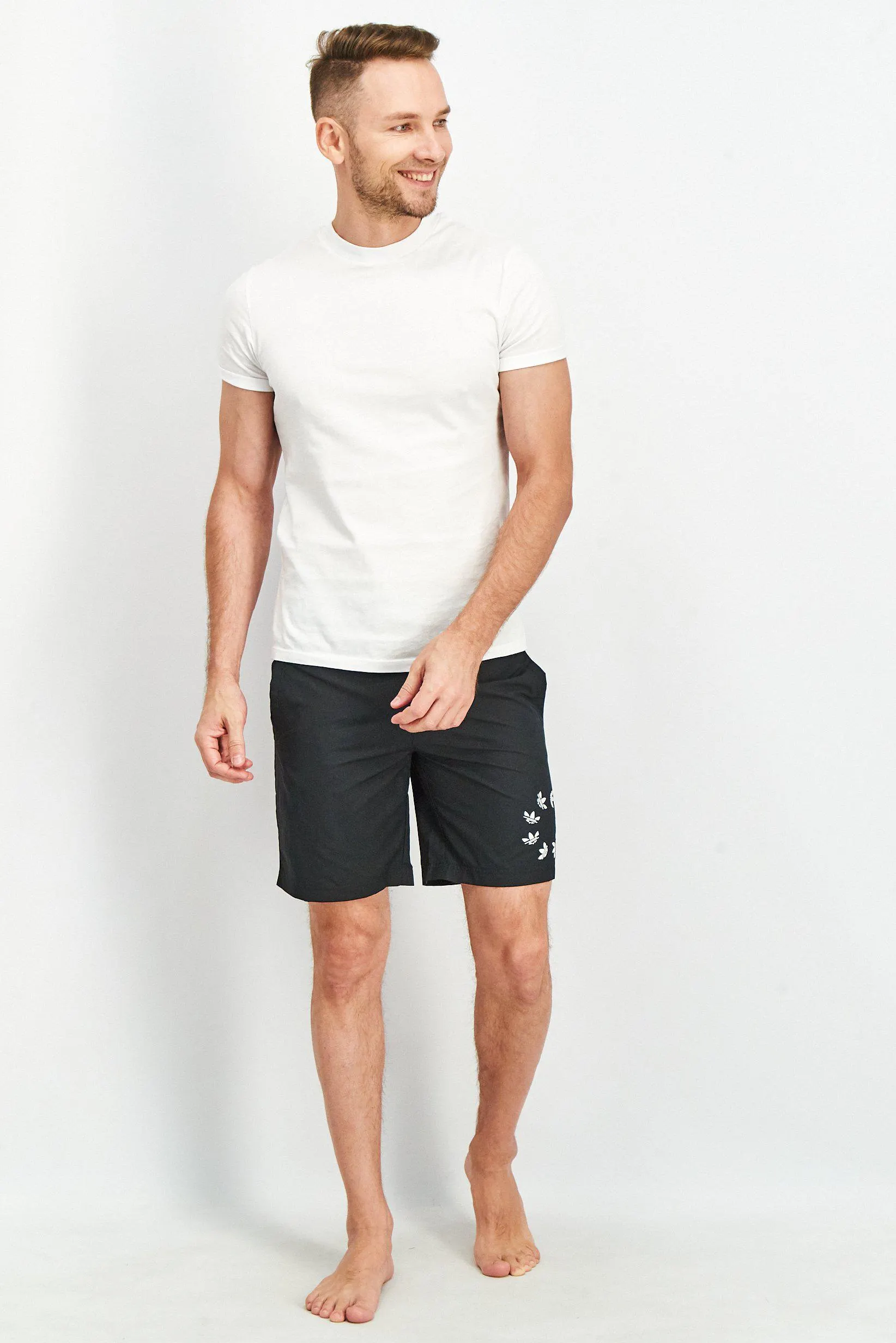 Men Sportswear Fit Adicolor Shattered Trefoil Swim Shorts, black