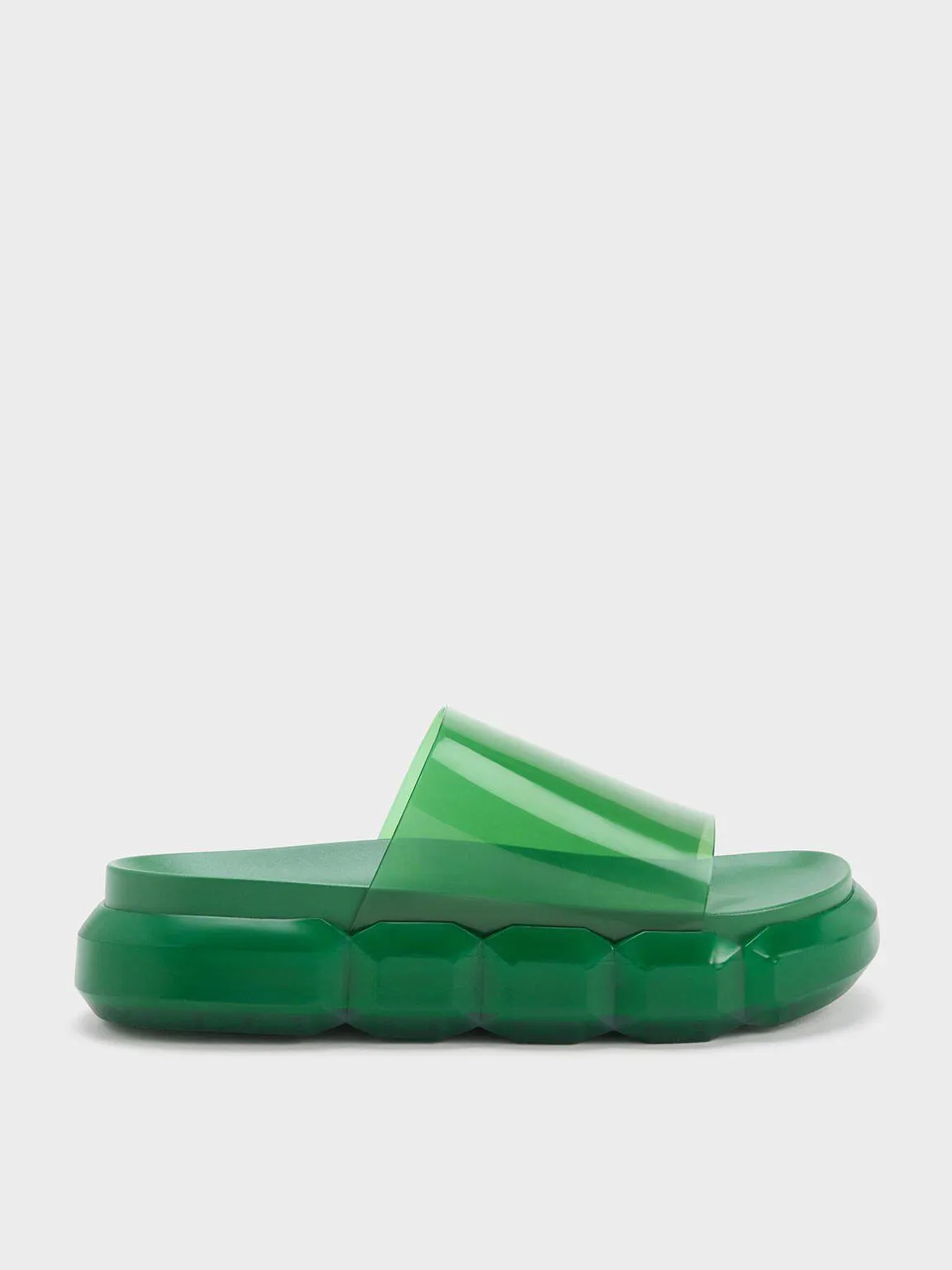 Fia See-Through Slide Sandals - Green