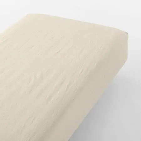 Washed Cotton Fitted Sheet , W 180 x L 200 x H 18-28 cm, King