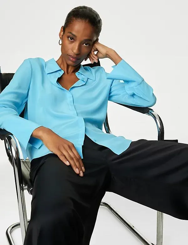 Pure Silk Collared Shirt