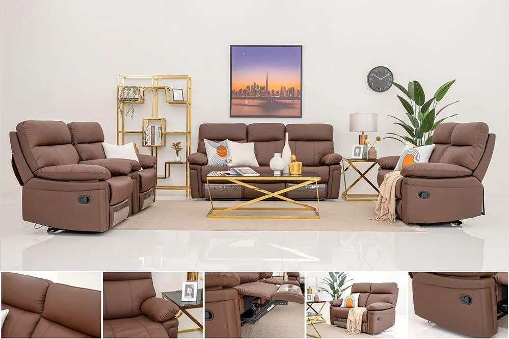 Dexter Recliner Sofa Set – Brown