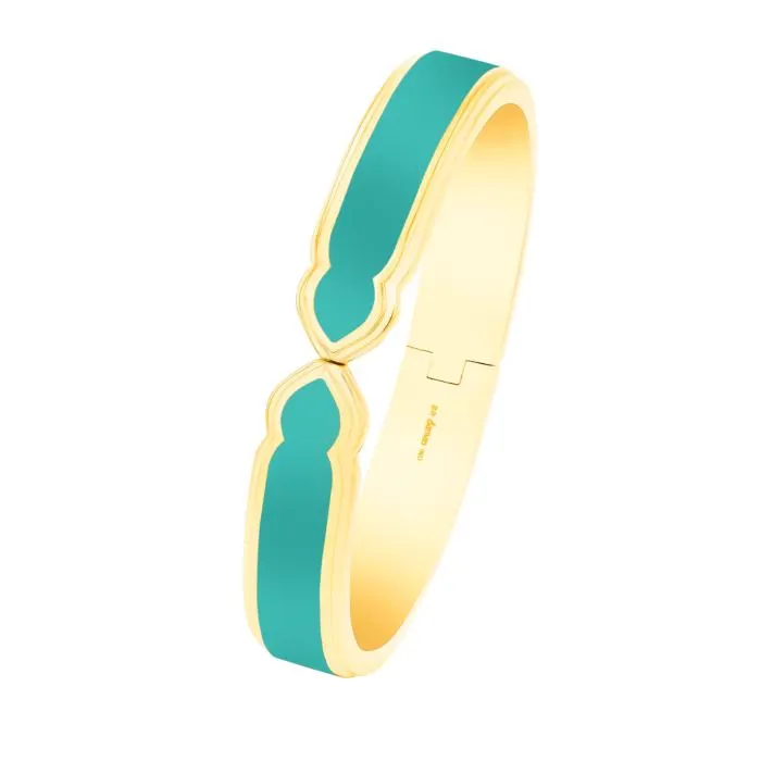 Casablanca Brass Bangle with Emerald Green Ceramic motif 11mm