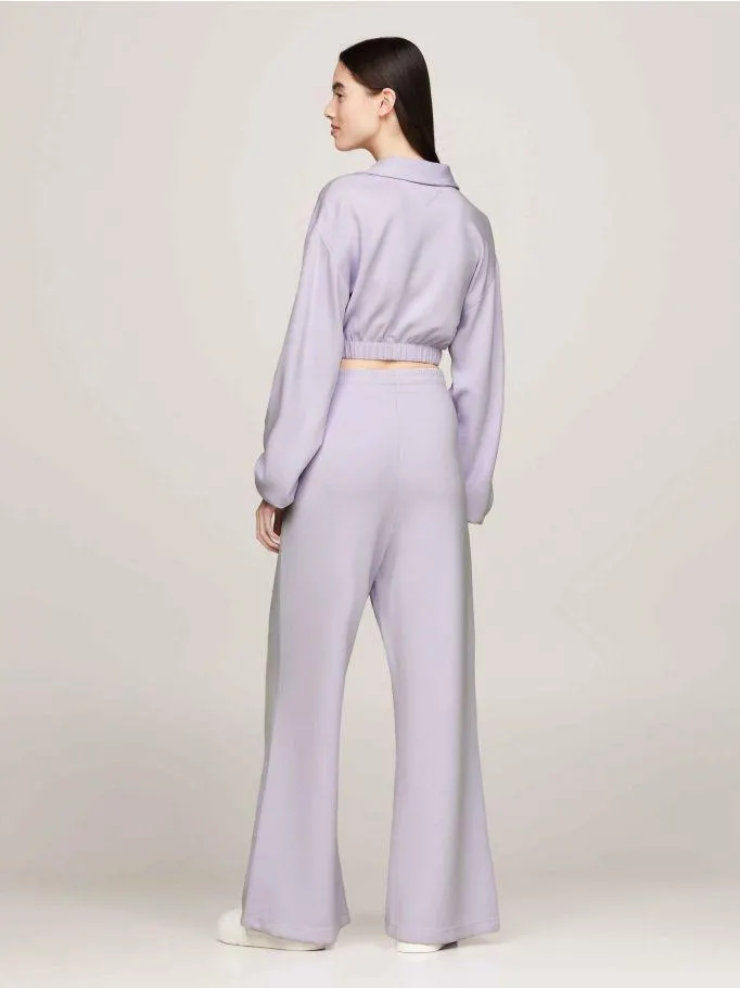 Tommy Badge Cropped Long Sleeve Polo