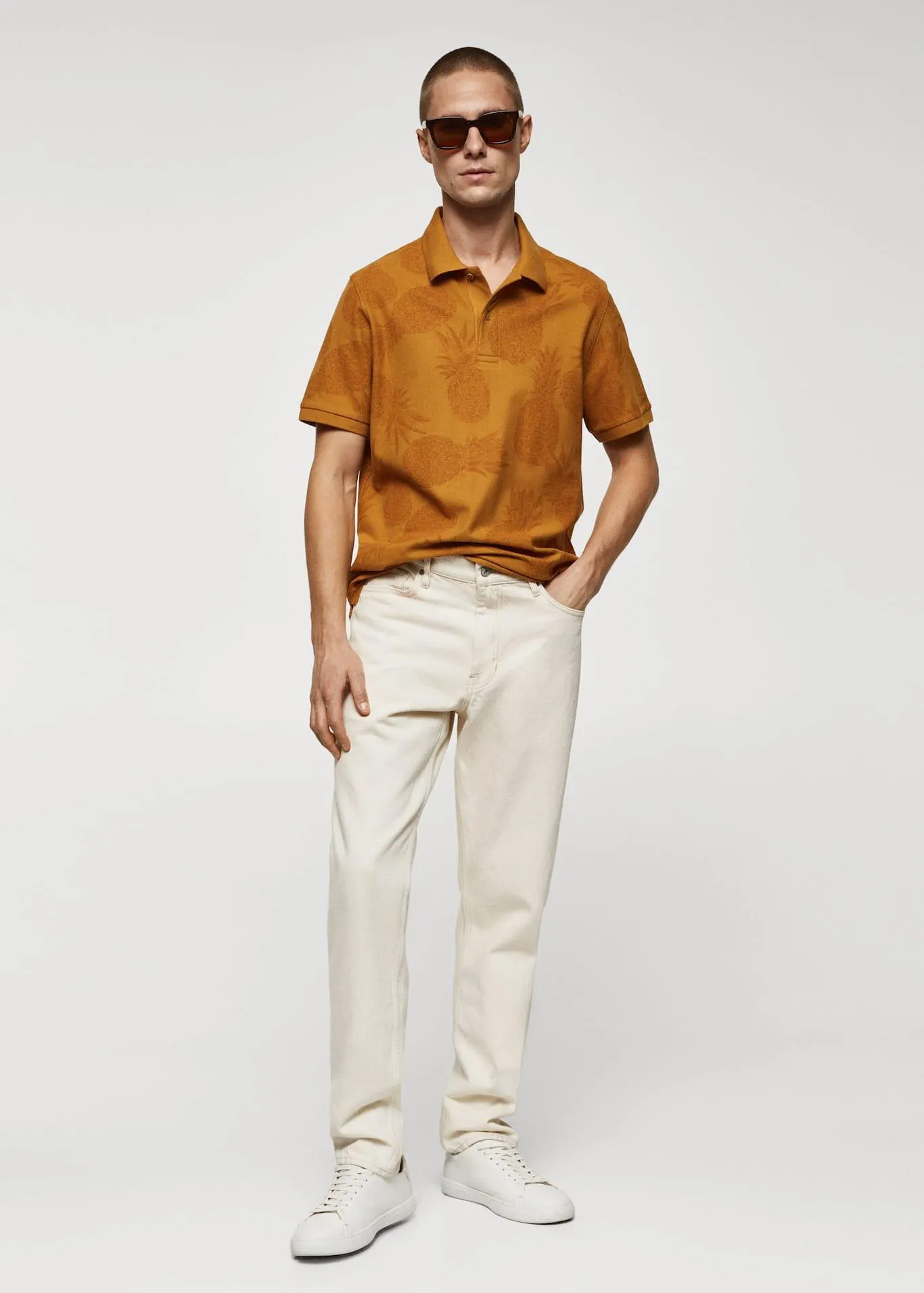 Printed cotton piqué polo shirt