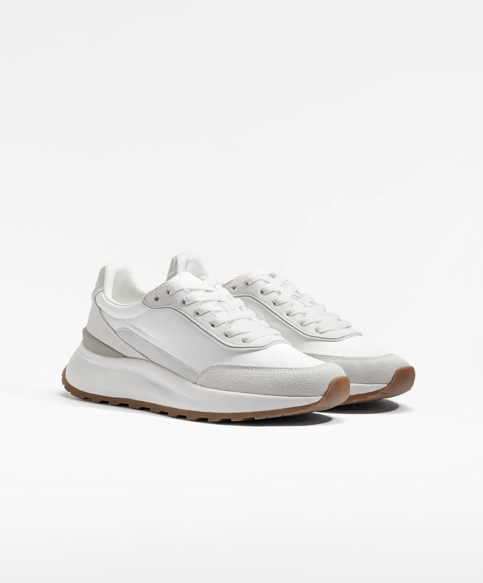 Trainers with nylon and split-leather pieces