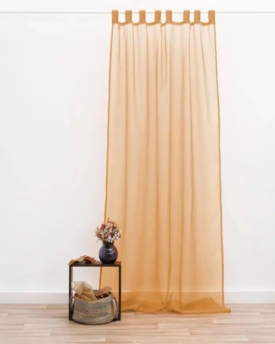 Μονοχρωμη Έτοιμη Ραμμενη Βουαλ Κουρτινα με Τιραντες & Τρεσσα Emily σε 9 Αποχρωσεις