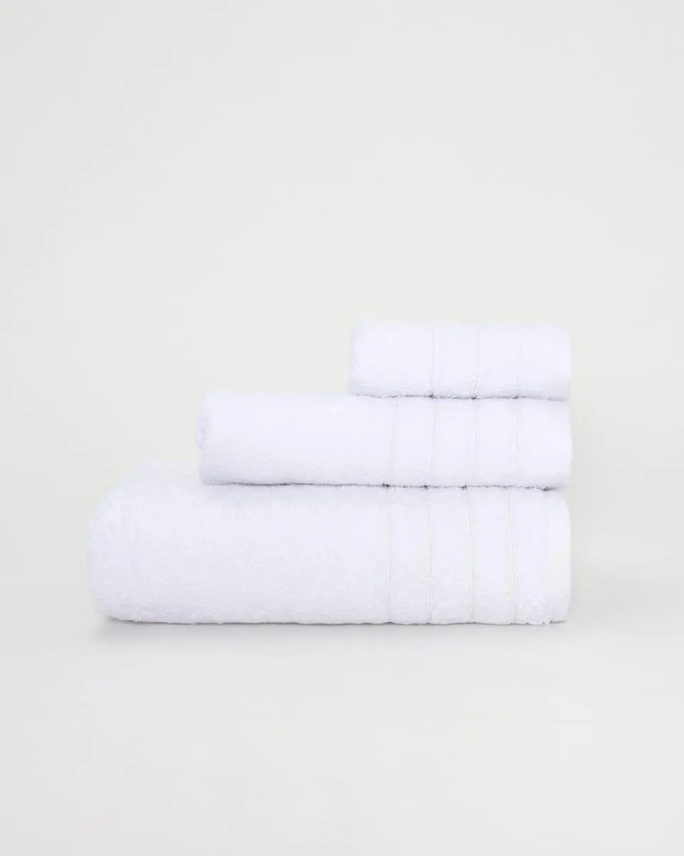 Βαμβακερη Λευκη Πετσετα με Αναγλυφες Ριγες Twilight 620gsm